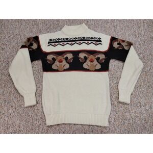 Vintage‎ Silton California Sweater Mens Medium White Knit Ram Outdoors 70s